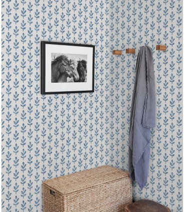 3123-13841 - Whiskers Blue Leaf Wallpaper by Chesapeake