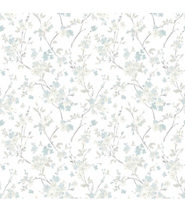 3122-10910 - Glinda Aqua Floral Trail Wallpaper by Chesapeake