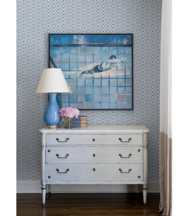 3122-10702 - Hugson Blue Quilted Damask Wallpaper by Chesapeake