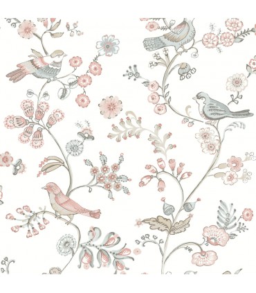 3122-10805 - Jinjur Blush Bird Trail Wallpaper by Chesapeake