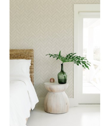 3122-10100 - Kaliko White Wood Herringbone Wallpaper by Chesapeake