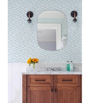 3122-10504 - Nunkie Aqua Sardine Wallpaper by Chesapeake
