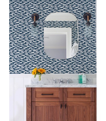 3122-10522 - Nunkie Navy Sardine Wallpaper by Chesapeake