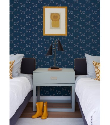 3122-10402 - Yoop Dark Blue Dog Wallpaper by Chesapeake