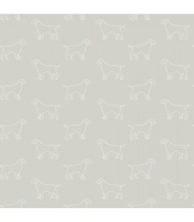 3122-10414 - Yoop Grey Blue Dog Wallpaper by Chesapeake