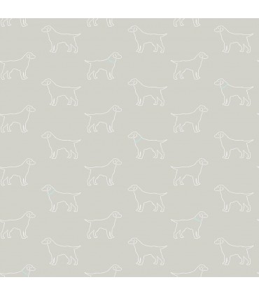 3122-10414 - Yoop Grey Blue Dog Wallpaper by Chesapeake