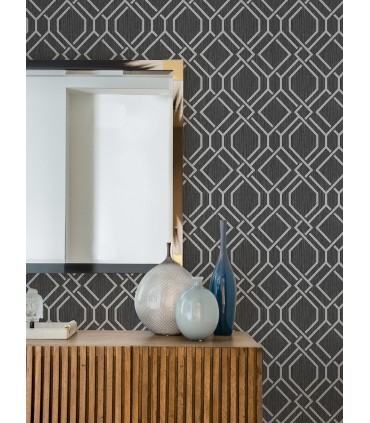 4025-82519 - Frege Charcoal Trellis Wallpaper by Advantage