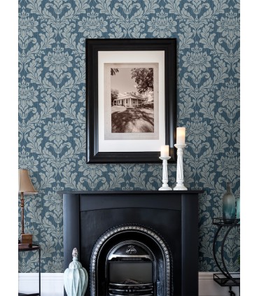 4025-82511 - Galois Blue Damask Wallpaper by Advantage