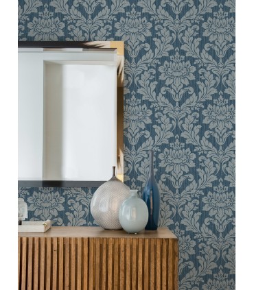 4025-82511 - Galois Blue Damask Wallpaper by Advantage