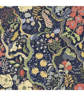 2932-65101 - Ann Blue Floral Vines Wallpaper by A Street