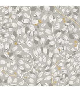 2932-65104 - Kirke Grey Leavy Vines Wallpaper- by A Street