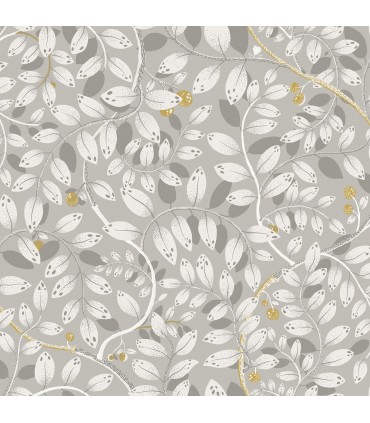 2932-65104 - Kirke Grey Leavy Vines Wallpaper- by A Street