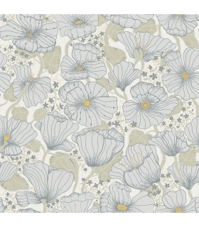 2932-65110 - Matilda Blue Poppy Fields Wallpaper- by A Street