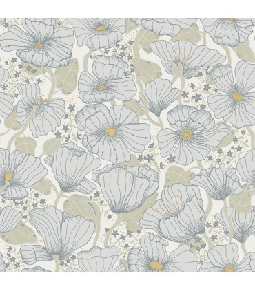 2932-65110 - Matilda Blue Poppy Fields Wallpaper- by A Street