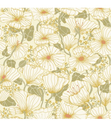 2932-65111 - Matilda Green Poppy Fields Wallpaper- by A Street