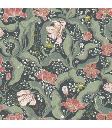 2932-65116 - Bodri Turquoise Tulip Garden Wallpaper by A Street