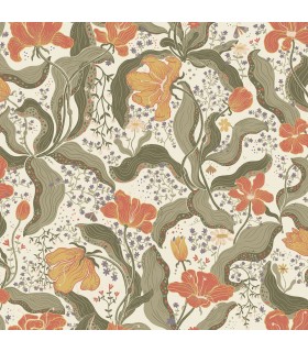 2932-65119 - Bodri Green Tulip Garden Wallpaper by A Street
