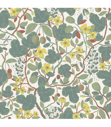 2932-65123 - Ewald Turquoise Garden Vines Wallpaper by A Street