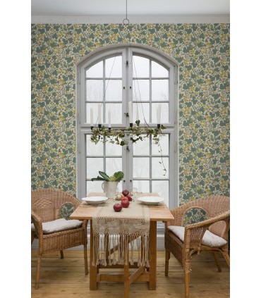 2932-65123 - Ewald Turquoise Garden Vines Wallpaper by A Street