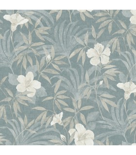 4044-38028-5 - Malecon Aqua Floral Wallpaper by Advantage