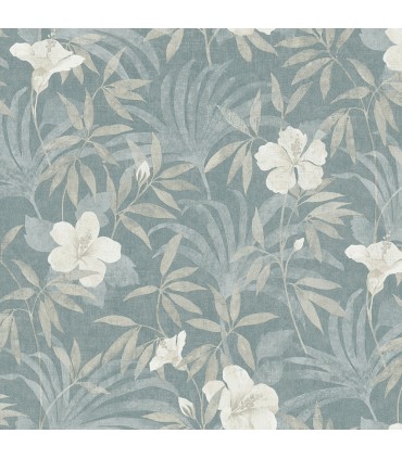 4044-38028-5 - Malecon Aqua Floral Wallpaper by Advantage
