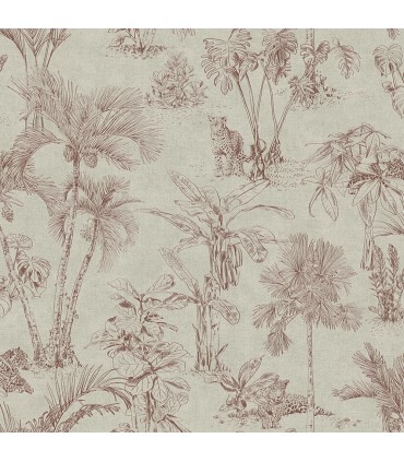 4044-38021-3 - Zapata Merlot Tropical Jungle Wallpaper by Advantage