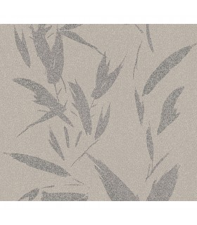 4035-37549-3 - Kaiya Grey Leaves Wallpaper by Advantage