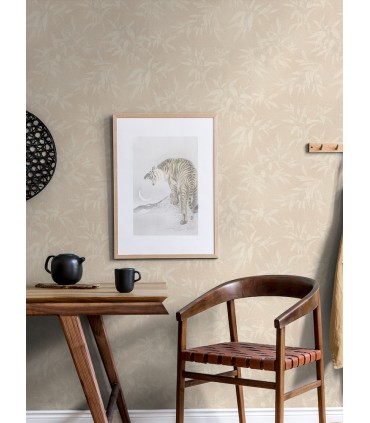 4035-409758 - Minori Beige Leaves Wallpaper by Advantage