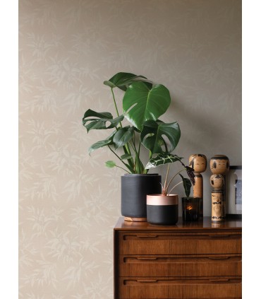 4035-409758 - Minori Beige Leaves Wallpaper by Advantage