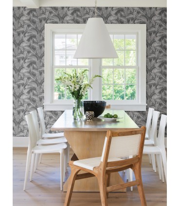 4035-37836-4 - Suki Grey Leaves Wallpaper by Advantage