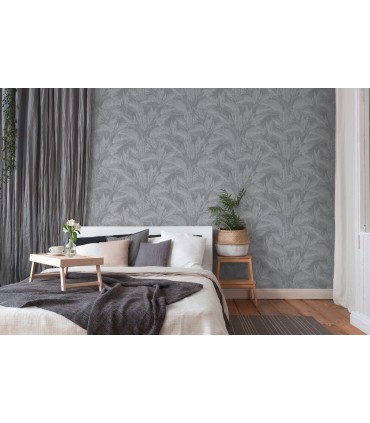 4035-37836-4 - Suki Grey Leaves Wallpaper by Advantage