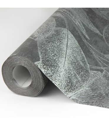 4035-37836-4 - Suki Grey Leaves Wallpaper by Advantage