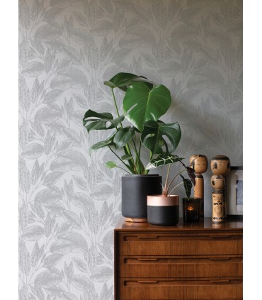 4035-37836-2 - Suki Silver Leaves Wallpaper by Advantage