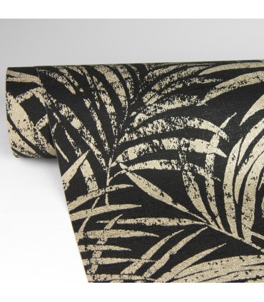 4035-832143 - Yumi Black Palm Leaf Wallpaper by Advantage