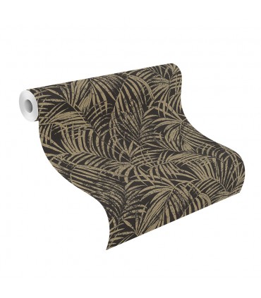 4035-832143 - Yumi Black Palm Leaf Wallpaper by Advantage