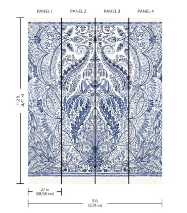 DM4912M - Jaipur Paisley Damask Wallpaper Mural by York