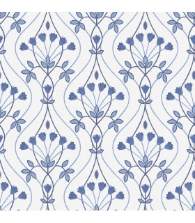 2970-26148 - Dard Blue Tulip Ogee Wallpaper- by A Street