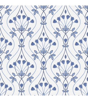 2970-26148 - Dard Blue Tulip Ogee Wallpaper- by A Street