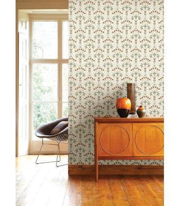 2970-26146 - Dard Green Tulip Ogee Wallpaper- by A Street