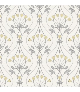2970-26147 - Dard Grey Tulip Ogee Wallpaper- by A Street