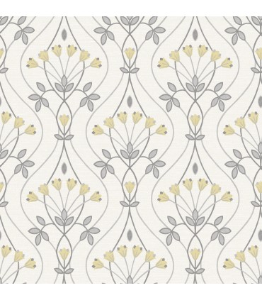 2970-26147 - Dard Grey Tulip Ogee Wallpaper- by A Street