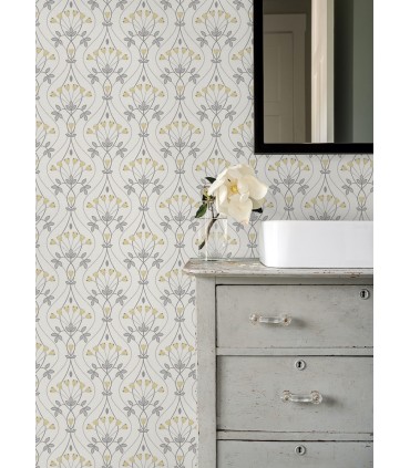 2970-26147 - Dard Grey Tulip Ogee Wallpaper- by A Street