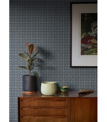 2970-26137 - Larsson Indigo Ogee Wallpaper- by A Street