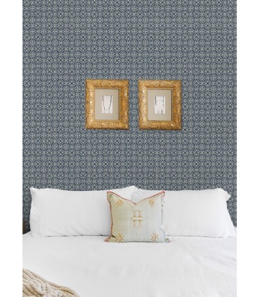 2970-26137 - Larsson Indigo Ogee Wallpaper- by A Street
