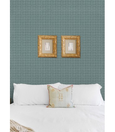 2970-26133 - Larsson Teal Ogee Wallpaper- by A Street