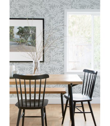 2970-26124 - Morris Light Grey Leaf Wallpaper- by A Street