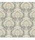 2970-26150 - Mucha Dark Grey Botanical Ogee Wallpaper- by A Street