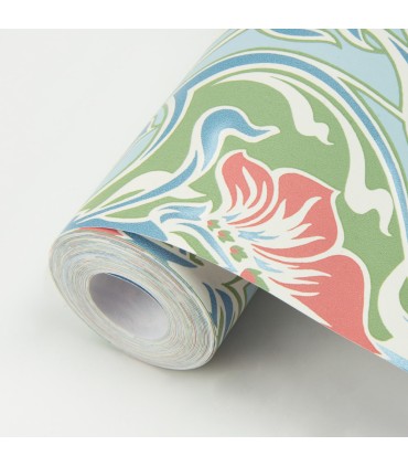 2970-26152 - Mucha Light Blue Botanical Ogee Wallpaper- by A Street