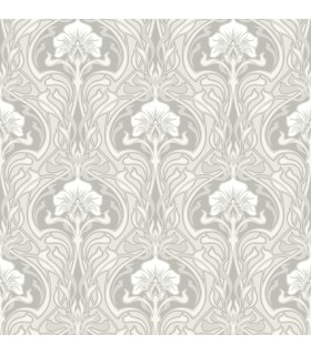 2970-26149 - Mucha Off White Botanical Ogee Wallpaper- by A Street