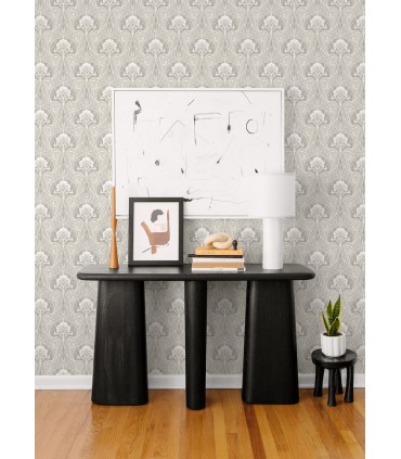 2970-26149 - Mucha Off White Botanical Ogee Wallpaper- by A Street